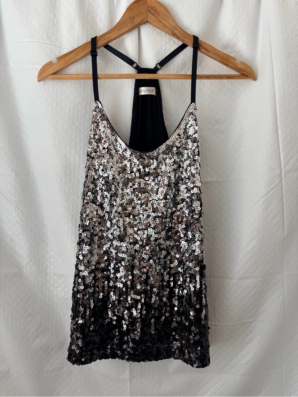Sequin Ombre Tank Top - Black & Silver